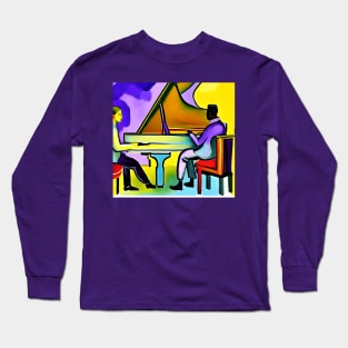 Talking To My Friend. Two Friends Sitting At The Piano Discussing Piano Technique. Long Sleeve T-Shirt